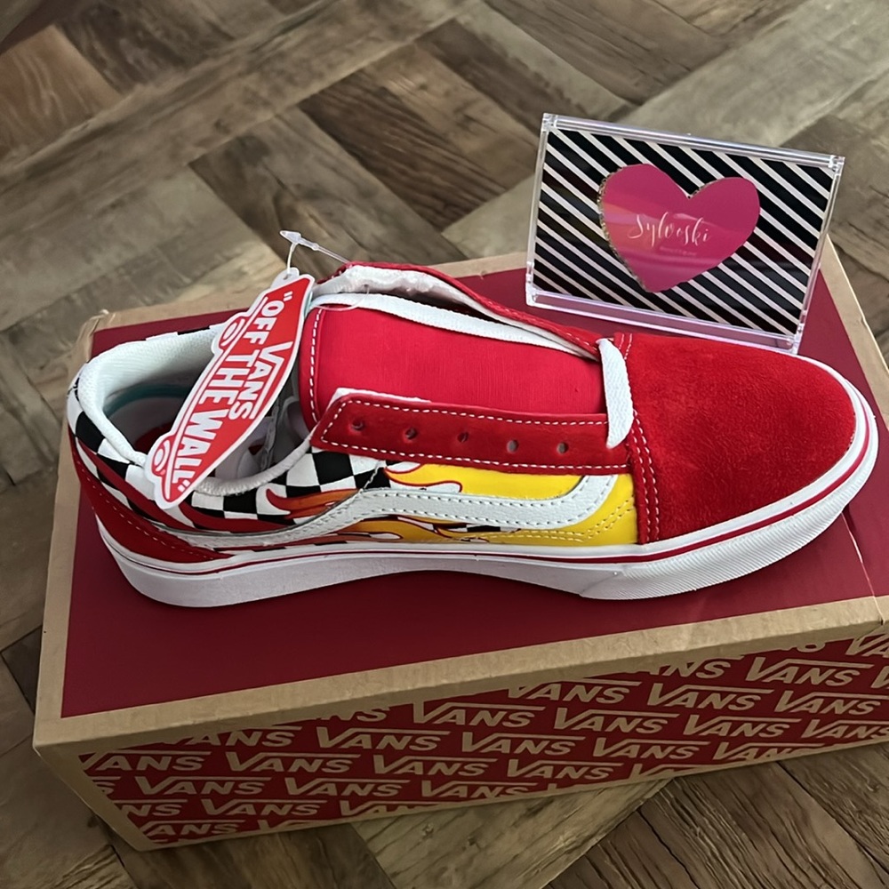 🔥 VANS UY COMFYCUSH OLD SKOOL (FLAME) KIDS NWT - Picture 5 of 6